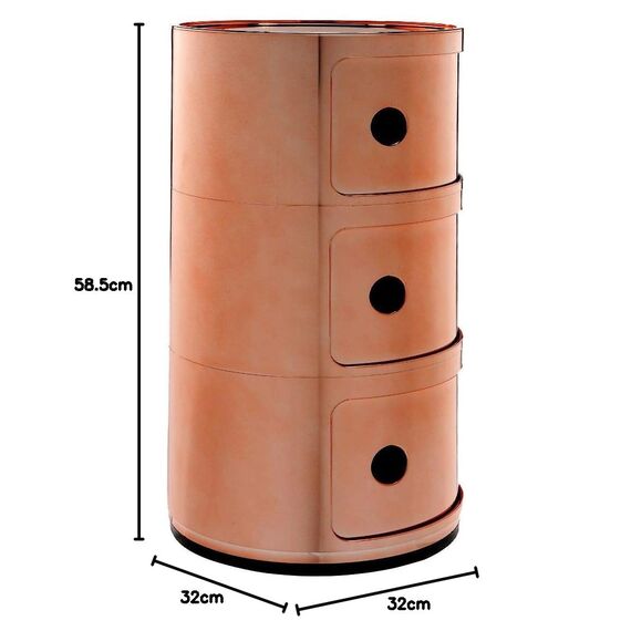 Kartell Componibili, 3 Elements, Kupfer, Runde Basis