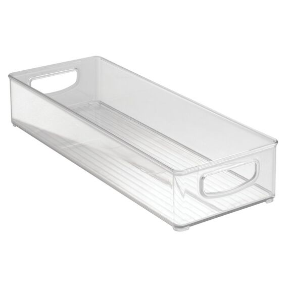iDesign bac rangement frigo, longue boîte alimentaire en plastique, boîte conservation alimentaire à poignées, transparent, Durchsichtig