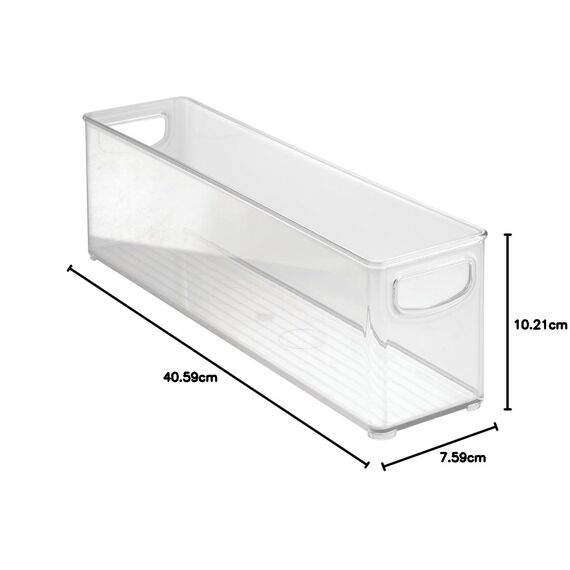 InterDesign bac rangement frigo, petite boîte alimentaire spacieuse en plastique, boîte conservation alimentaire à poignées, transparent, Durchsichtig