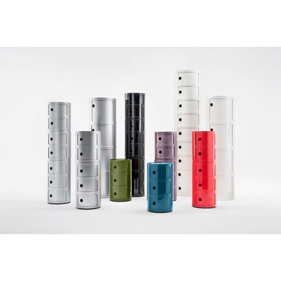 Kartell Componibili, 4 Elements, Rot, Runde Basis