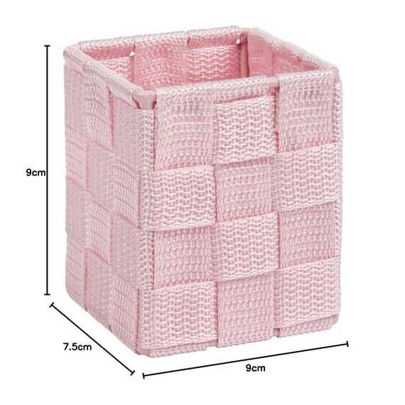 WENKO 22577100 Adria Aufbewahrungskorb mit Deckel Rosa Würfel - Badkorb Küchenkorb, Polypropylen, 7.5 x 7.5 x 9.0 cm