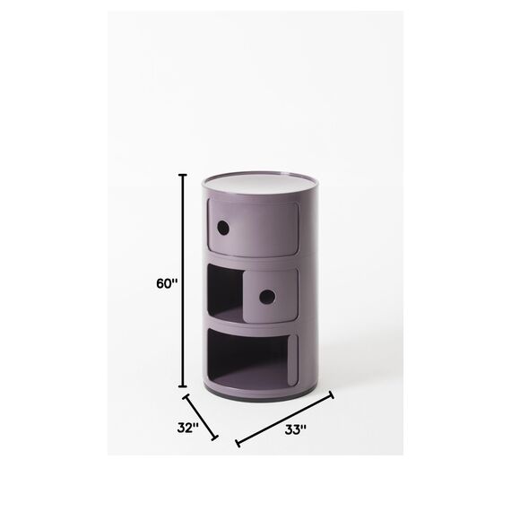 Kartell Componibili, 3 Elements, Violet, Runde Basis