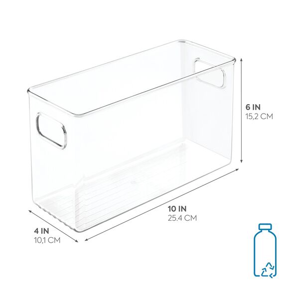 InterDesign Cabinet/Kitchen Binz Aufbewahrungsbox, mittelgroßer Küchen Organizer aus Kunststoff, lange Box, durchsichtig, 25 cm x 10 cm x 15 cm