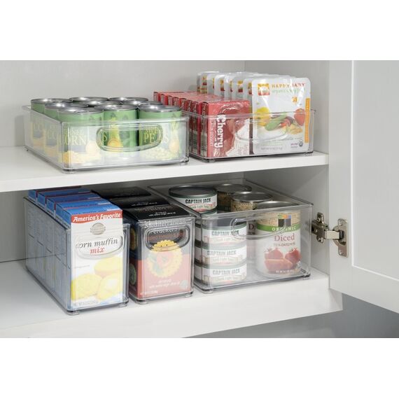 InterDesign bac rangement frigo, petite boîte alimentaire spacieuse en plastique, boîte conservation alimentaire à poignées, transparent, Durchsichtig