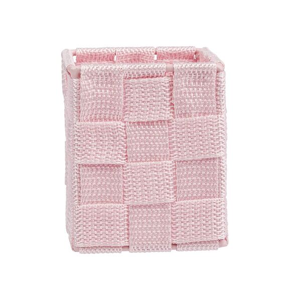 WENKO 22577100 Adria Aufbewahrungskorb mit Deckel Rosa Würfel - Badkorb Küchenkorb, Polypropylen, 7.5 x 7.5 x 9.0 cm