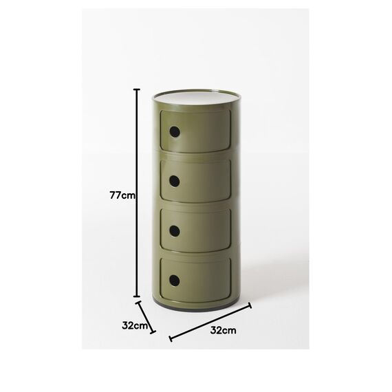 Kartell Componibili, 4 Elements, Grün, Runde Basis