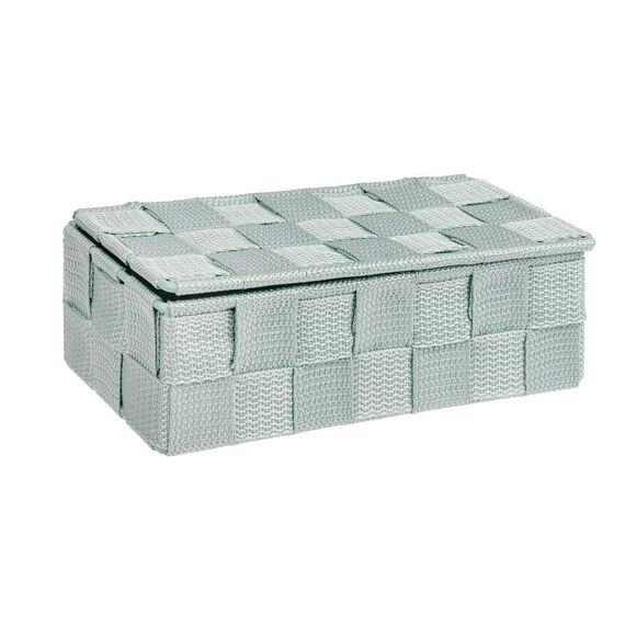 WENKO Aufbewahrungskorb mit Deckel Adria Mint Mini - Badkorb mit Deckel, Polypropylen, 18 x 6.5 x 10 cm, Minzgrün