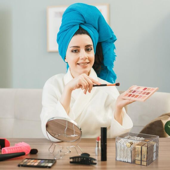 Hwtcjx Wattestäbchen Halter, Wattepad-Halter, Wattepads Aufbewahrung, Wattestäbchen Behälter mit bezug, Wattepadspender Acryl, für Wohnzimmer, Schlafzimmer, Badezimmer