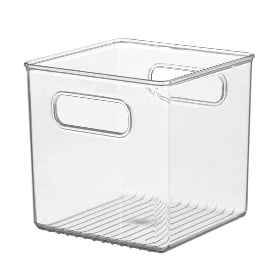 iDesign 71530EU Cabinet/Kitchen Binz Aufbewahrungsbox, mittelgroßer Küchen Organizer aus Kunststoff, würfelförmige Box, 15,2 cm x 15,2 cm x 15,2 cm, durchsichtig (Packung mit 2)