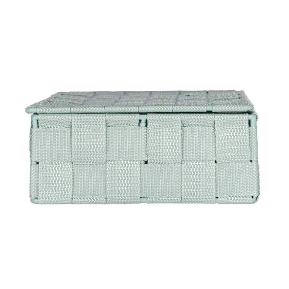 WENKO Aufbewahrungskorb mit Deckel Adria Mint Klein - Badkorb mit Deckel und 4 Fächern, Polypropylen, 26 x 7.5 x 17 cm, Minzgrün