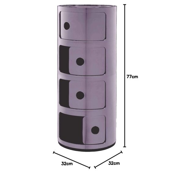 Kartell Componibili, 4 Elements, Violet, Runde Basis