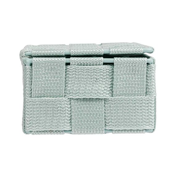 WENKO Aufbewahrungskorb mit Deckel Adria Mint Mini - Badkorb mit Deckel, Polypropylen, 18 x 6.5 x 10 cm, Minzgrün