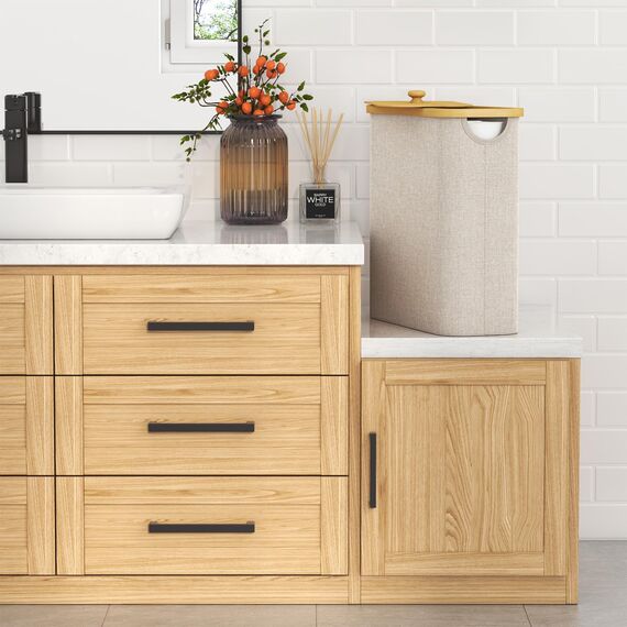 Lifewit Toilettenpapier Aufbewahrungskorb, Bambus Badezimmer Organizer, Klopapier Aufbewahrungsschrank für Enge Räume, Toilet Paper Behälter mit Deckel, 30L，Beige