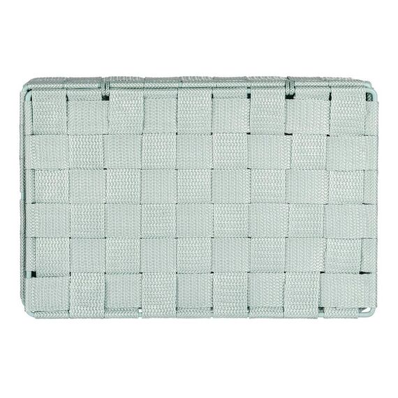 WENKO Aufbewahrungskorb mit Deckel Adria Mint Klein - Badkorb mit Deckel und 4 Fächern, Polypropylen, 26 x 7.5 x 17 cm, Minzgrün