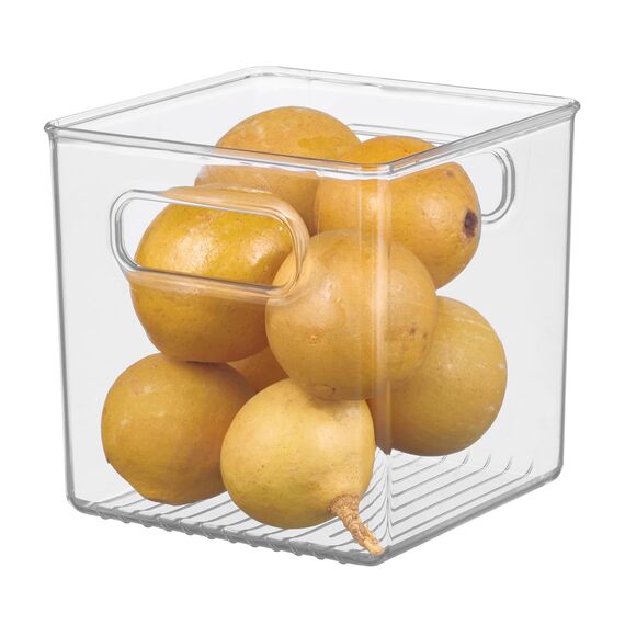 iDesign 71530EU Cabinet/Kitchen Binz Aufbewahrungsbox, mittelgroßer Küchen Organizer aus Kunststoff, würfelförmige Box, 15,2 cm x 15,2 cm x 15,2 cm, durchsichtig
