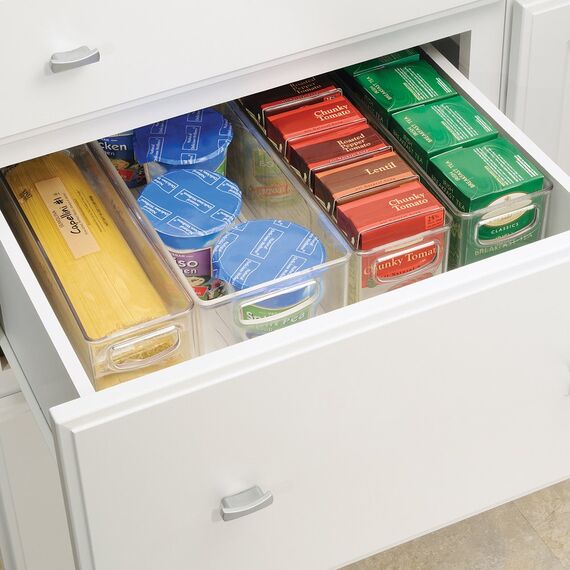 InterDesign bac rangement frigo, petite boîte alimentaire spacieuse en plastique, boîte conservation alimentaire à poignées, transparent, Durchsichtig