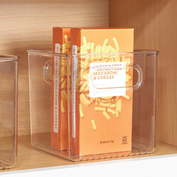 iDesign 71530EU Cabinet/Kitchen Binz Aufbewahrungsbox, mittelgroßer Küchen Organizer aus Kunststoff, würfelförmige Box, 15,2 cm x 15,2 cm x 15,2 cm, durchsichtig