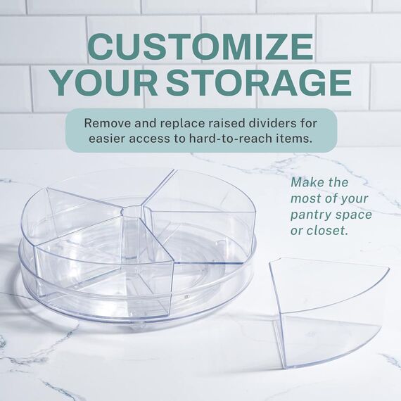 Roninkier Drehteller mit 5 herausnehmbaren Aufbewahrungsbehältern, Snack Medizin Schrank Veranstalter, klare Kunststoff-Behälter für Küche Vorratskammer Organisation und Lagerung