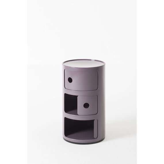 Kartell Componibili, 3 Elements, Violet, Runde Basis