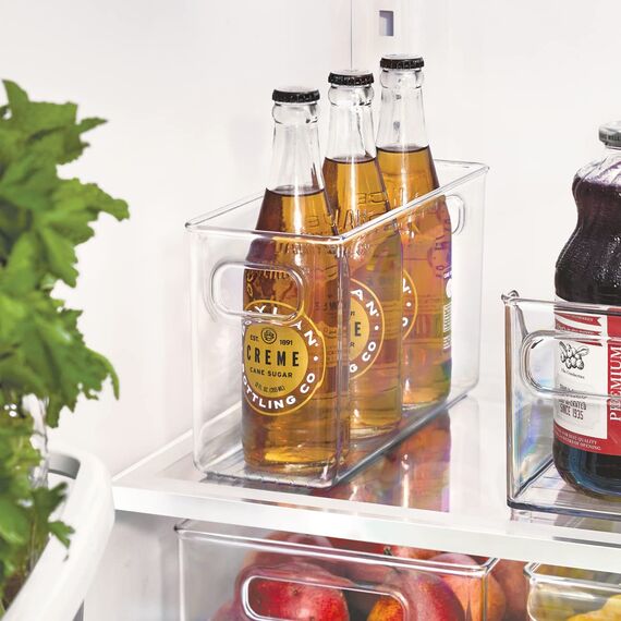 iDesign Cabinet/Kitchen Binz Aufbewahrungsbox, mittelgroßer Küchen Organizer aus Kunststoff, lange Box, durchsichtig, 25 cm x 10 cm x 15 cm (Packung mit 2)