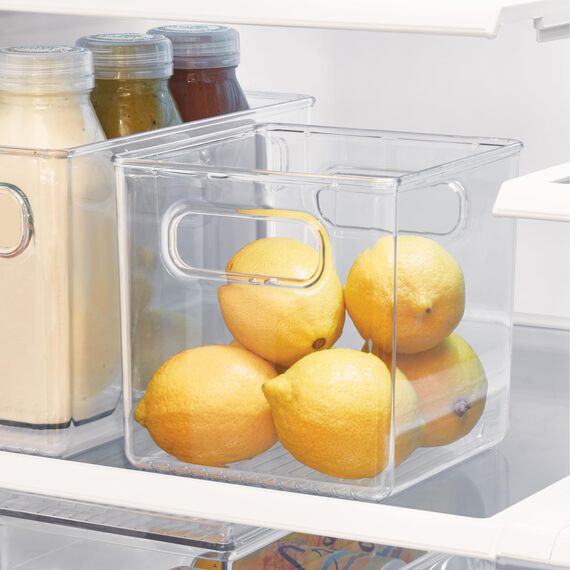 iDesign 71530EU Cabinet/Kitchen Binz Aufbewahrungsbox, mittelgroßer Küchen Organizer aus Kunststoff, würfelförmige Box, 15,2 cm x 15,2 cm x 15,2 cm, durchsichtig