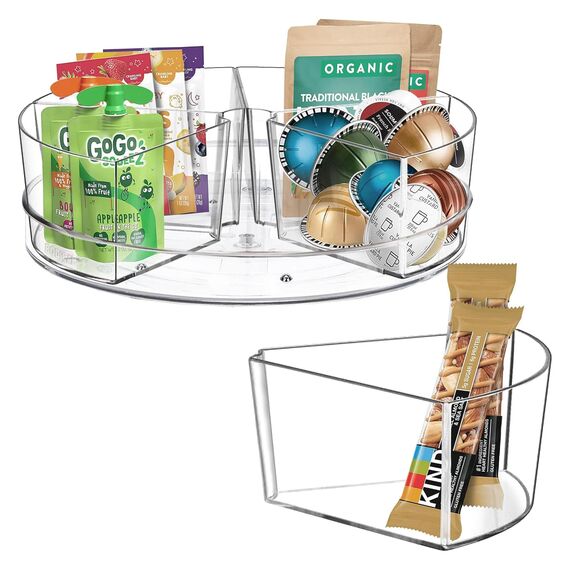 Roninkier Drehteller mit 5 herausnehmbaren Aufbewahrungsbehältern, Snack Medizin Schrank Veranstalter, klare Kunststoff-Behälter für Küche Vorratskammer Organisation und Lagerung