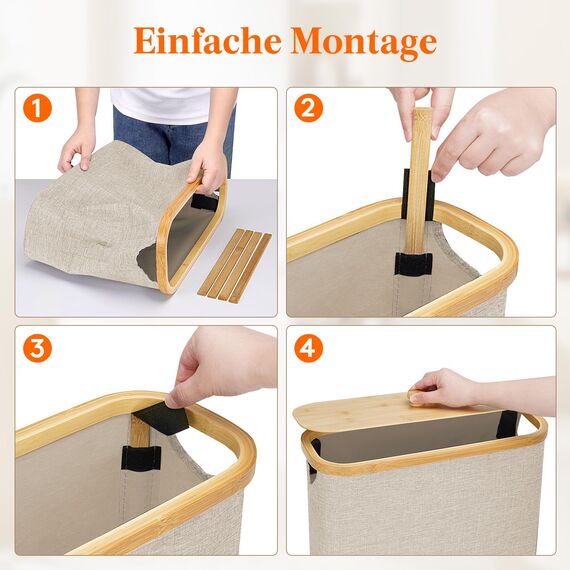 Lifewit Toilettenpapier Aufbewahrungskorb, Bambus Badezimmer Organizer, Klopapier Aufbewahrungsschrank für Enge Räume, Toilet Paper Behälter mit Deckel, 23L，Beige