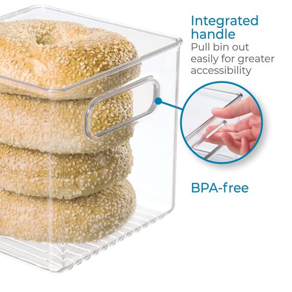 iDesign 71530EU Cabinet/Kitchen Binz Aufbewahrungsbox, mittelgroßer Küchen Organizer aus Kunststoff, würfelförmige Box, 15,2 cm x 15,2 cm x 15,2 cm, durchsichtig (Packung mit 2)