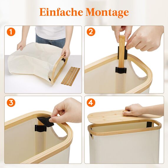 Lifewit Toilettenpapier Aufbewahrungskorb, Bambus Badezimmer Organizer, Klopapier Aufbewahrungsschrank für Enge Räume, Toilet Paper Behälter mit Deckel, 30L，Weiß