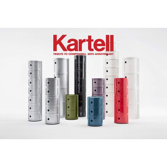 Kartell Componibili, 4 Elements, Weiß, Runde Basis