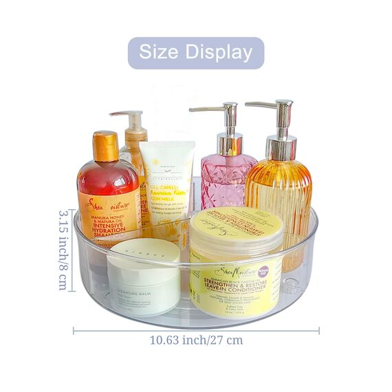 Roninkier Drehteller Organizer Lazy-Susan mit 3 Dividers - Geteilte Plattenspieler Organizer für Schrank, Speisekammer, Küche, Kühlschrank, Arbeitsplatte, Badezimmer, Eitelkeit, 27 cm