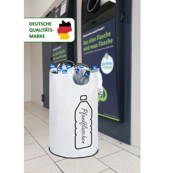 COTTARA® Original Pfandflaschen Sammelbehälter – Flaschensammler Leergut Behälter aus wasserabweisendem Material für Küche – Idealer Pfandbehälter zur Flaschenaufbewahrung – weiß 70L