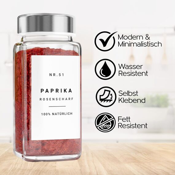 Etiketten für Gewürzmischung selbstklebend (240 Stück) - Aufkleber rund minimalistisch - wasserfest (Weiß)