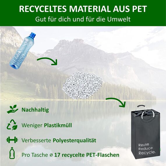 COTTARA® Pfandflaschen Sammelbehälter xxl – Pfandbehälter verschließbar aus recyceltem Material – Flaschensammler Leergut zur Flaschenaufbewahrung oder recycling Behälter – grau 75L