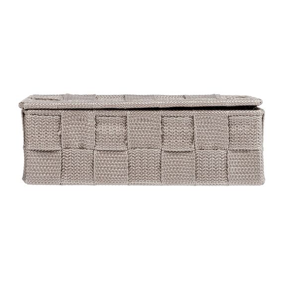 Wenko Aufbewahrungskorb mit Deckel Adria Taupe Mini - Aufbewahrungsbox, Badkorb mit Deckel, Polypropylen, 18 x 6.5 x 10 cm, Taupe (Packung mit 2)