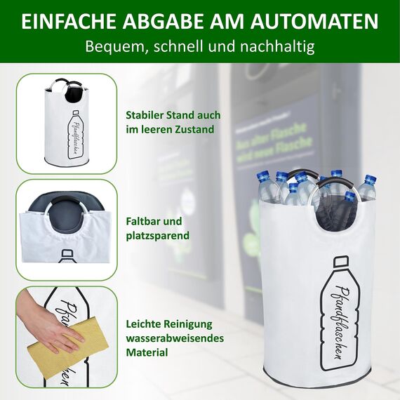 COTTARA® Original Pfandflaschen Sammelbehälter – Flaschensammler Leergut Behälter aus wasserabweisendem Material für Küche – Idealer Pfandbehälter zur Flaschenaufbewahrung – weiß 70L
