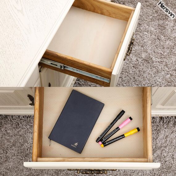 Hersvin Schubladenmatte 3 Stücke 30cmx150cm Schubladeneinlage Eva Schrankpapier Nicht Klebende Wasserfest Unterlage Teppich für Küchenschränke Regalschrank (Transparent Punkt)
