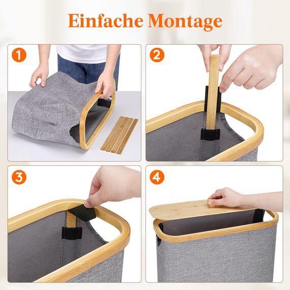 Lifewit Toilettenpapier Aufbewahrungskorb, Bambus Badezimmer Organizer, Klopapier Aufbewahrungsschrank für Enge Räume, Toilet Paper Behälter mit Deckel, 30L，Grau