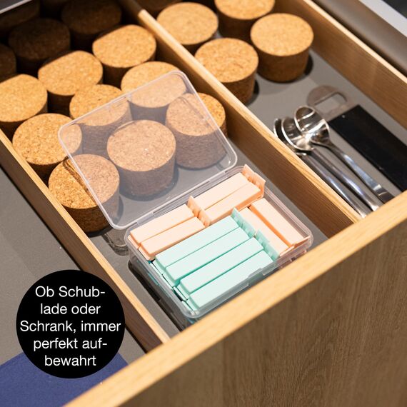 Moritz & Moritz 24 Verschlussclips – inkl. praktischer Box – Clips für Tüten – Tütenclips für Lebensmittelaufbewahrung – auch als Gefrierbeutel Clips geeignet