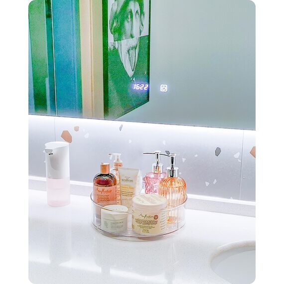 Roninkier Drehteller Organizer Lazy-Susan mit 3 Dividers - Geteilte Plattenspieler Organizer für Schrank, Speisekammer, Küche, Kühlschrank, Arbeitsplatte, Badezimmer, Eitelkeit, 27 cm