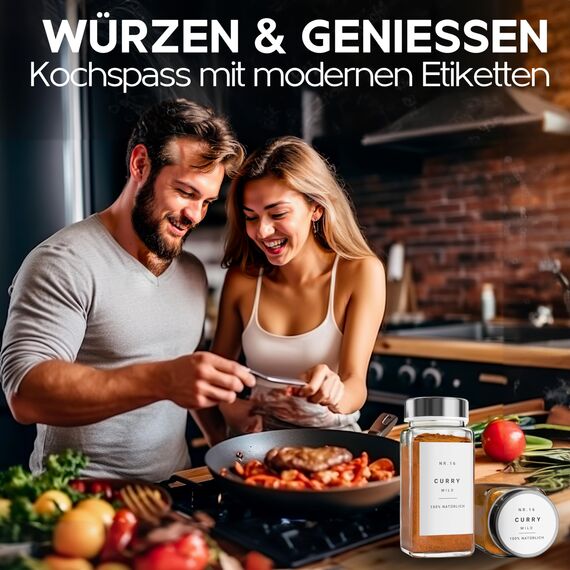 Etiketten für Gewürzmischung selbstklebend (240 Stück) - Aufkleber rund minimalistisch - wasserfest (Weiß)