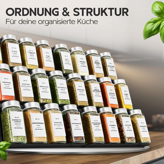 Homety® Gewürzetiketten selbstklebend (240 Stück) - Aufkleber rund minimalistisch - Gewürze Etiketten wasserfest - Vorratsetiketten (Weiß)