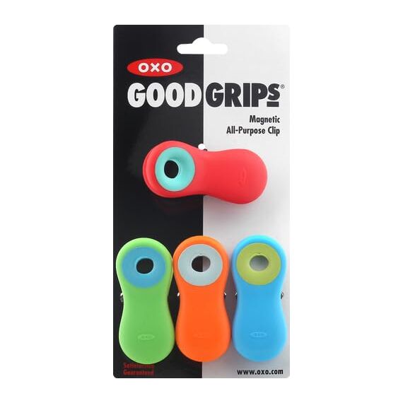 OXO Good Grips Magnetische Multifunktionsclips 4er-Set, Plastik, farbig, 10.16 x 3.81 x 11.12 cm