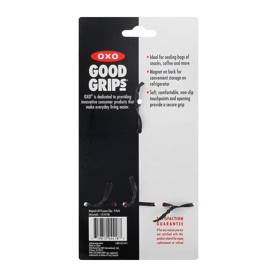 OXO Good Grips Magnetische Multifunktionsclips 4er-Set, Plastik, farbig, 10.16 x 3.81 x 11.12 cm