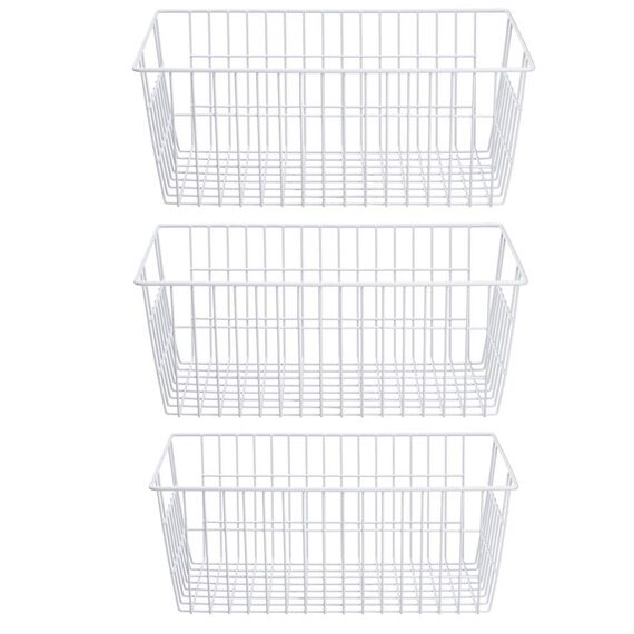 SANNO Bauernhaus-Organisator Aufbewahrungskörbe Große Organisator -Behälter Robuster Metallkorb Speisekammer-Organisator Aufbewahrungskörbe für Küchenschränke, Speisekammer - 3er-Set