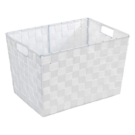 WENKO 19883100 Aufbewahrungskorb Adria M Weiß - Badkorb, 100% Polypropylen, 35 x 22 x 25.5 cm, Weiß