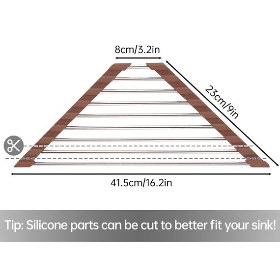 Tomorotec Dreieckiges aufrollbares Abtropfgestell für Spüle, Ecke, klein, faltbar, Edelstahl, über der Spüle, Mehrzweck-Küchenabtropfgestell, Caddy, Untersetzer, rostfrei, platzsparendes Regal