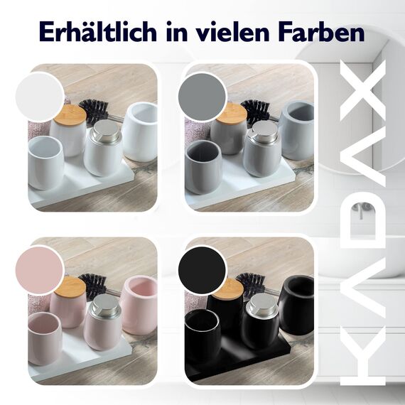 KADAX Kosmetikdose, Aufbewahrungsdose aus Keramik, Wattedose mit Deckel aus Bambus, Wattepadhalter, Vorratsdose, Wattebehälter, Universaldose für Badezimmer, Wattepads, rund (rosa)