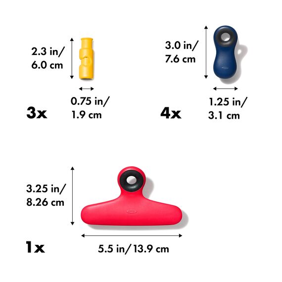 OXO Good Grips Sammelbeutelklammer, 8-teiliges Set, sortiert