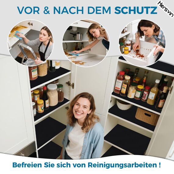 Hersvin Schubladenmatte 30cmx300cm Schubladeneinlage Eva Schrankpapier Nicht Klebende Wasserfest Unterlage Teppich für Küchenschränke Regalschrank (Schwarz Punkt)